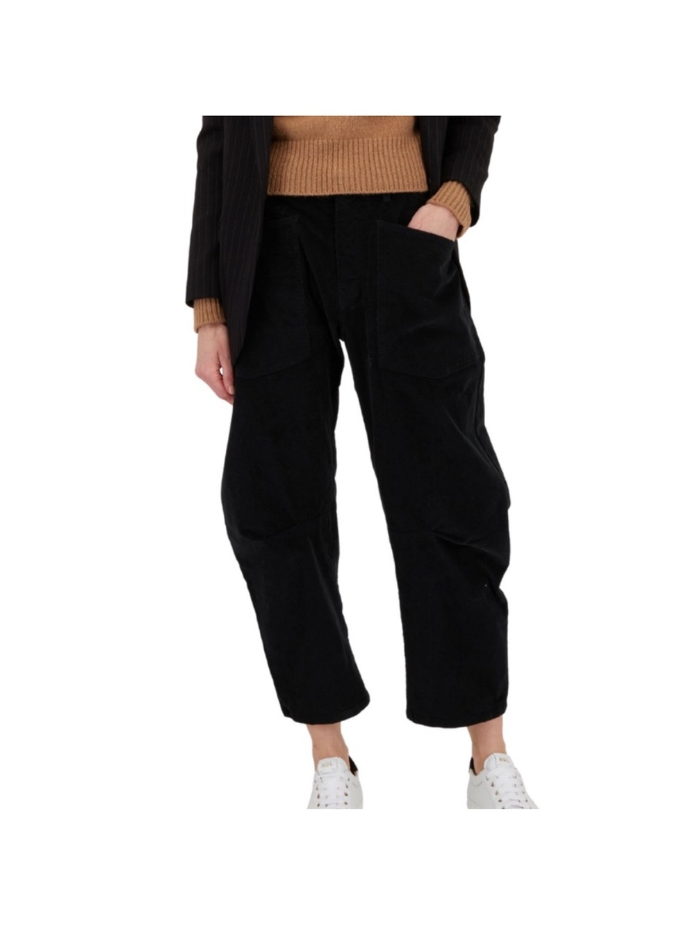 Nili Lotan Shon Corduroy Pant Jet Black Cord Barrel Bow Leg 0 $425
